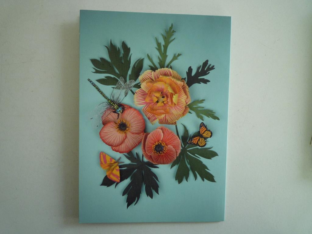 Kunstkaart Geertje Aalders bloemen libelle vlinders flowers, Ophalen of Verzenden, 1980 tot heden, Hond of Kat