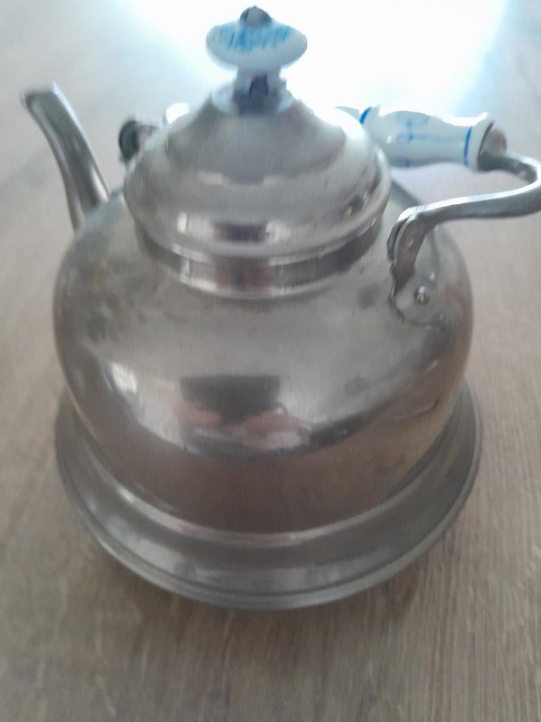 Vintage theepot met Delfts blauw handvat, Ophalen of Verzenden