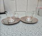 2 Nespresso view espresso glazen mokken met RVS schotels, Huis en Inrichting, Ophalen of Verzenden