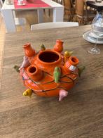 Unieke oranje vaas met vogels, Ophalen, ., Aardewerk of Porselein, Oranje