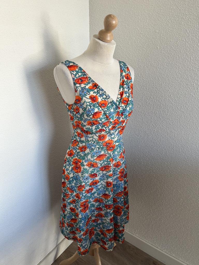 King Louie maat L bloemen klaprozen zomer jurk 3047, Maat 42/44 (L), Oranje, Ophalen of Verzenden, Zo goed als nieuw