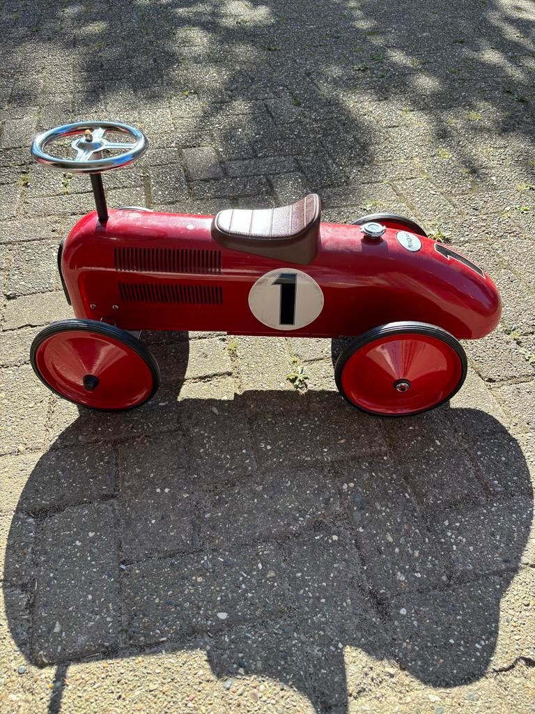 Stoere retro loopauto met nummer 1, Ophalen, Gebruikt, Loopvoertuig