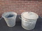 Zinken emmer en ton met deksel, Ophalen of Verzenden