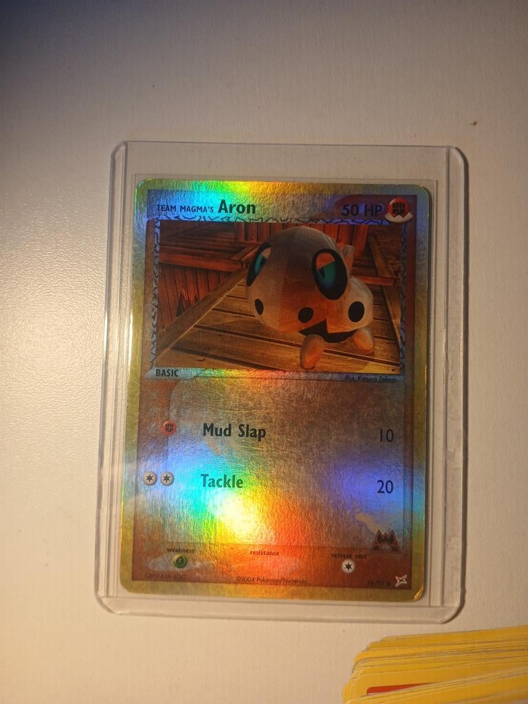 Team Magma's Aron 2004 Pokémon kaart - Collectors item, Ophalen of Verzenden, Gebruikt, Losse kaart, Foil