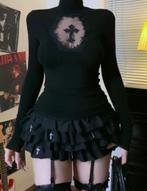 Prachtige zwarte Gothic top / shirt met kruis, Ophalen of Verzenden, Nieuw, Zwart, Lange mouw