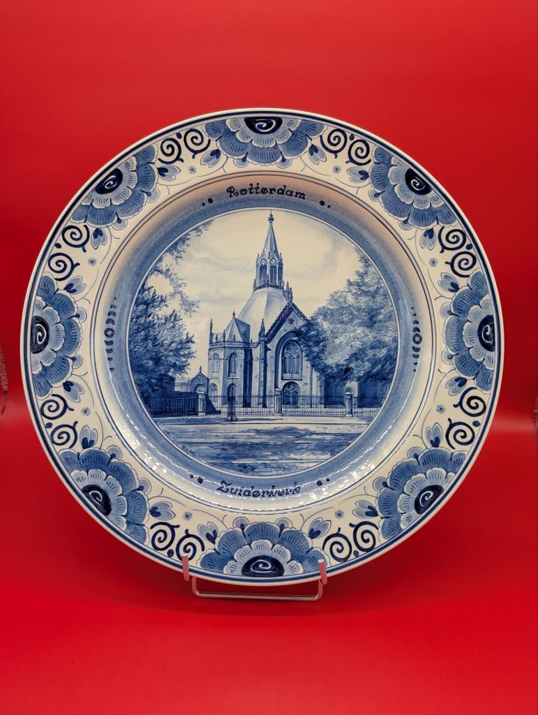 Uniek Delfts wandbord Zuiderkerk Rotterdam, zeer goede staat, Antiek en Kunst, Ophalen of Verzenden