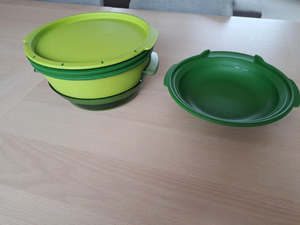 Tupperware MicroGourmet Stoompan - Gezond en Snel Koken, Ophalen of Verzenden, Zo goed als nieuw, Groen, Overige typen