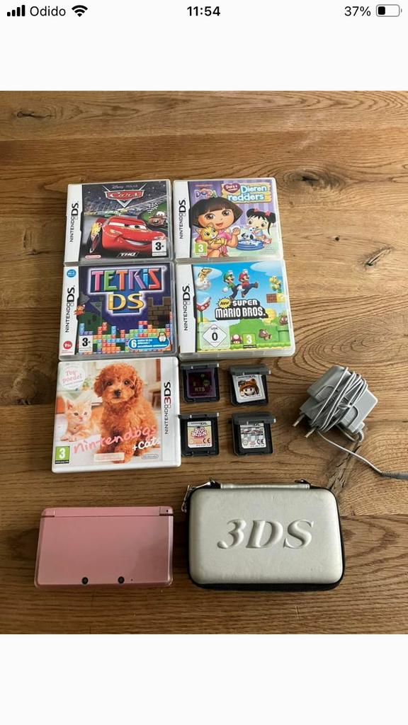 Nintendo 3DS inclusief 8 spellen en case, 1 speler, Ophalen of Verzenden, Gebruikt, Vanaf 3 jaar