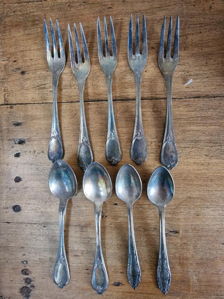 Setje verzilverde vorkjes en lepeltjes, Ophalen of Verzenden