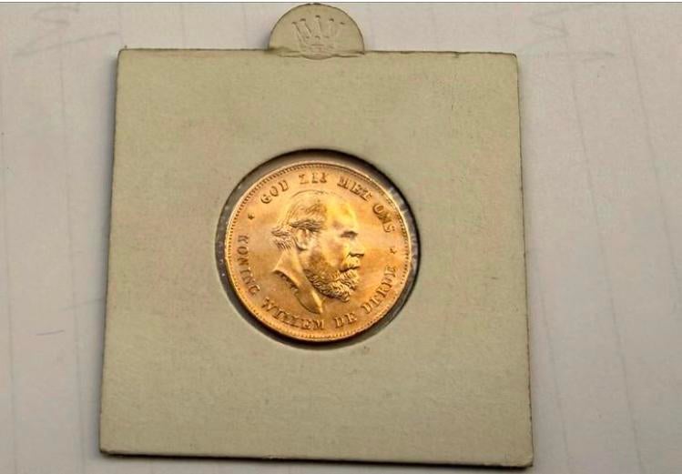 Nederland gouden tientje 1876 Willem III, Postzegels en Munten, Munten | Nederland, 1 gulden, Koning Willem III, Losse munt, Goud