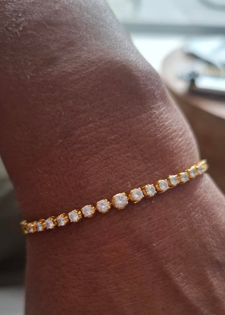 18 Karaat gouden armband met 15 diamanten, Ophalen of Verzenden, Nieuw, Goud, Goud