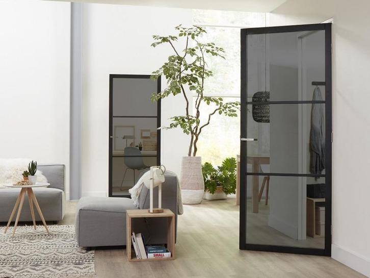 Staal look deuren met rookglas | Getint glas | Op voorraad, Doe-het-zelf en Verbouw, Deuren en Horren, Nieuw, Binnendeur, 215 cm of meer