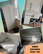 Ikea tienerkamer Hemnes bedbank Micke bureau Hensvik kast, Ophalen, Gebruikt, Wit, Tweepersoons