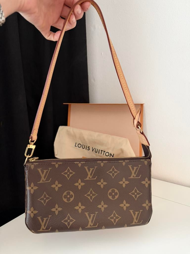 Louis Vuitton Pochette Accessoires (origineel), Ophalen of Verzenden, Zo goed als nieuw, Bruin, Handtas