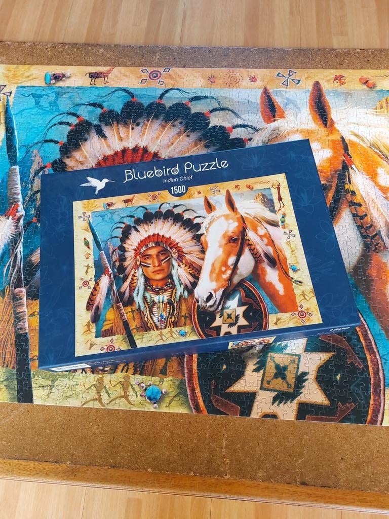 Bluebird puzzel Indian Chief 1500 stukjes, Ophalen of Verzenden, 500 t/m 1500 stukjes, Zo goed als nieuw
