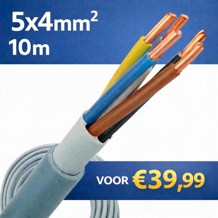 YMvK 5x4mm²  per rol van 10 meter, Doe-het-zelf en Verbouw, Elektra en Kabels, Nieuw, Kabel of Snoer, Ophalen of Verzenden