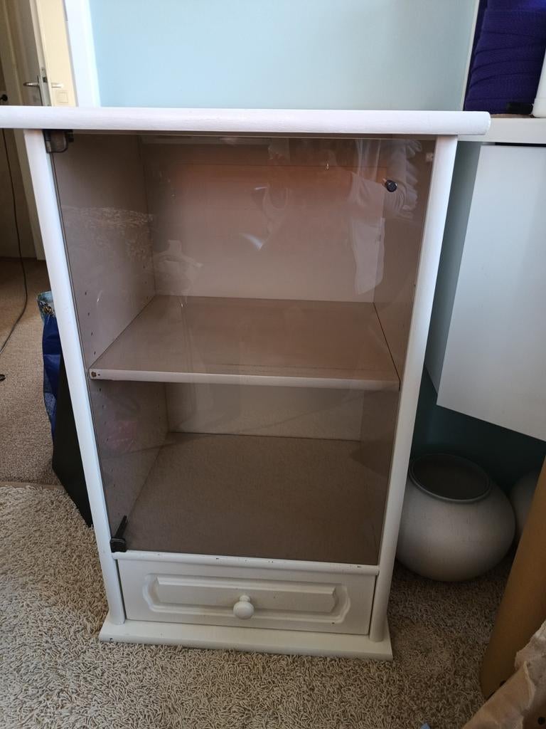 Tv kast radio meubel met glasplaat en lade draaiplateau, Huis en Inrichting, Kasten | Vitrinekasten, Gebruikt, Minder dan 100 cm