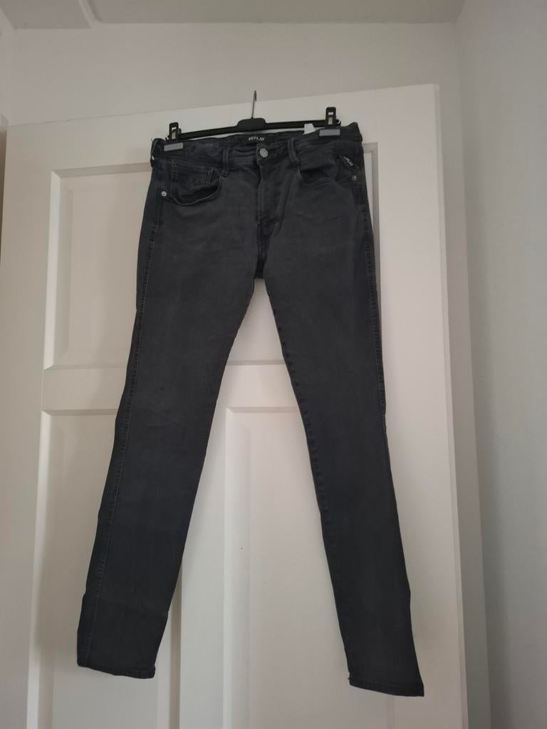Replay Hyperflex Jeans - Grijs/Zwart - W34/32, Verzenden, W33 - W34 (confectie 48/50), Grijs, Gedragen