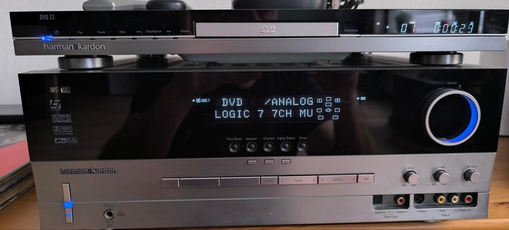 Harman/Kardon AVR 335 Receiver + DVD 22 Speler, Audio, Tv en Foto, Versterkers en Receivers, Zo goed als nieuw, 60 tot 120 watt