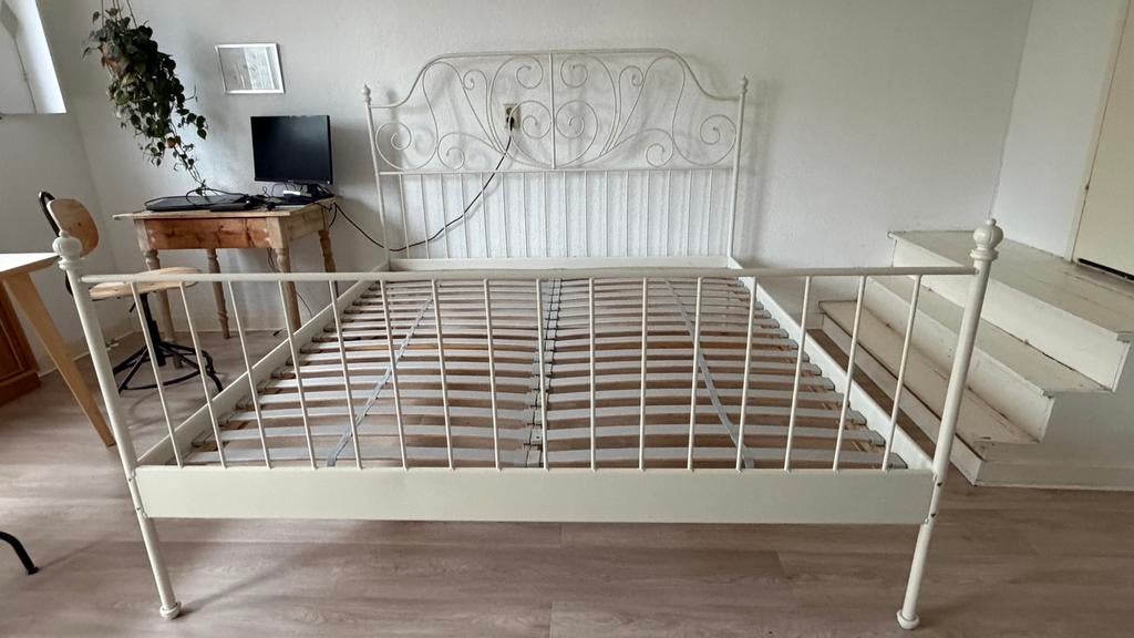 Leirvik ikea bed frame 180 x 200 wit, Ophalen, Wit, Tweepersoons, Zo goed als nieuw