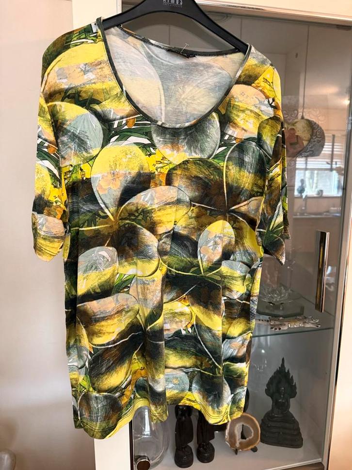 Zomerse top met print - Maat 50 Gabriella K, Kleding | Dames, Grote Maten, Zo goed als nieuw, Shirt of Top, Geel, Ophalen of Verzenden