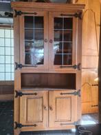 Eikenhouten kast met glas in lood deuren (H192xB104xD30), Ophalen