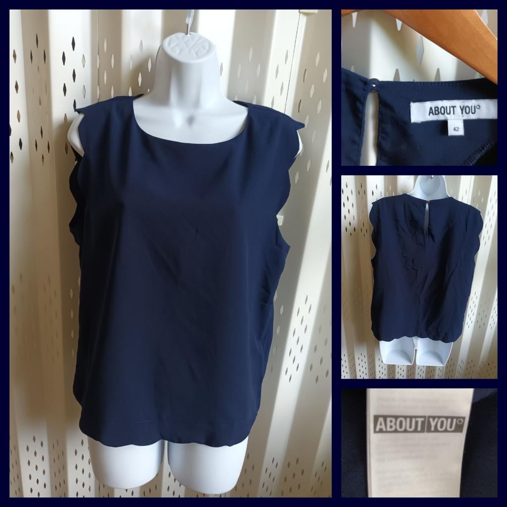 ABOUT YOU Donkerblauwe Top Blouse Maat 42, ABOUT YOU, Ophalen of Verzenden, Zo goed als nieuw, Blauw