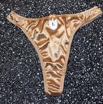 Nieuwe goudkleurige dubbelgevoerde string maat M-L, Verzenden, String