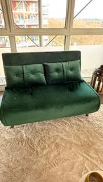Groene velours slaapbank van Made, Huis en Inrichting, Slaapkamer | Slaapbanken, Ophalen, Tweepersoons, Zo goed als nieuw, Overige maten