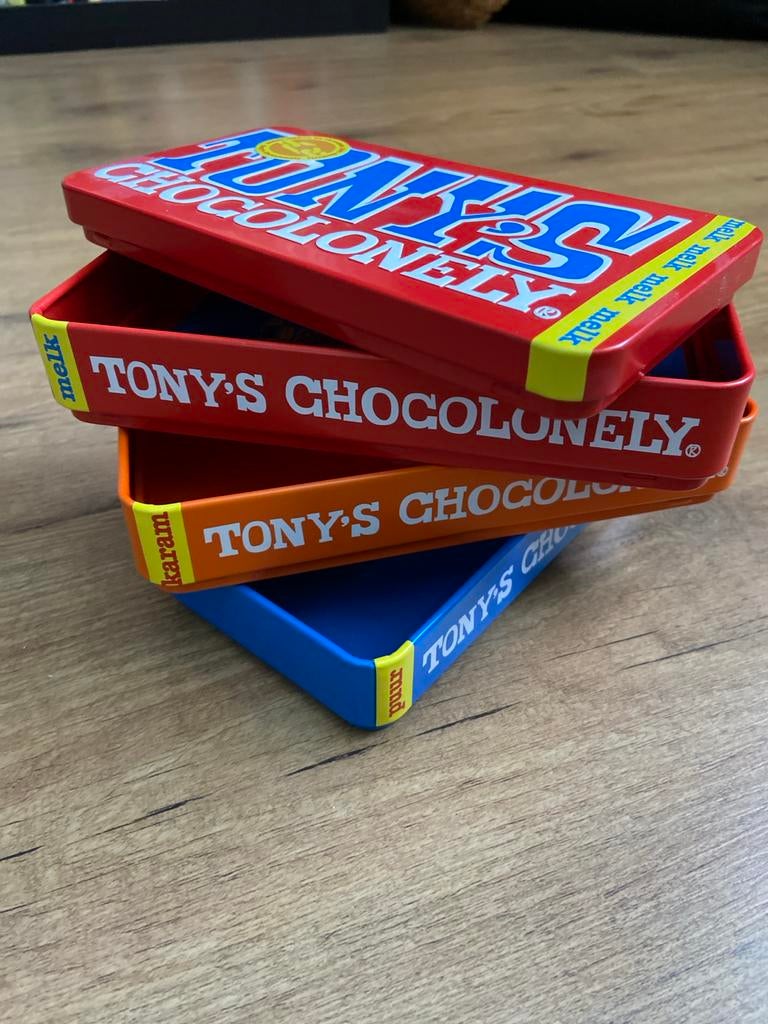 Tony's Chocolonely bewaarblik - Set van 3, Verzamelen, Blikken, Gebruikt, Koek(jes), Overige merken, Ophalen of Verzenden