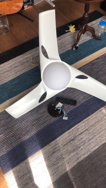 halsey witte plafond ventilator met lamp 38HHB, Ophalen, Ventilator met afstandsbediening, Gebruikt, Plafondventilator