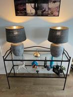 Twee mooie schemerlampen met glas facet geslepen Sidetable, Huis en Inrichting, Lampen | Tafellampen, Ophalen, Zo goed als nieuw