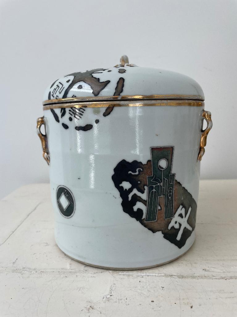 Antieke Japans porseleinen dekselpot, Ophalen of Verzenden