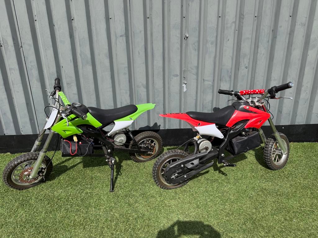Elektrische crossmotor voor kinderen - Groen & Rood, Ophalen, Gebruikt, Schijfrem, Dirtbike