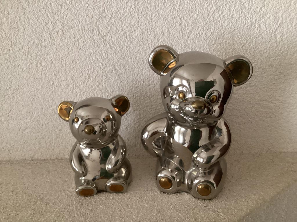Design. 2 Beertjes. Koala en Panda. Edelstaal., Antiek en Kunst, Kunst | Designobjecten, Ophalen of Verzenden