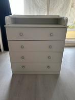 Witte commode met 4 lades en opzetstuk, Ophalen, Gebruikt, 50 tot 70 cm, 75 tot 100 cm