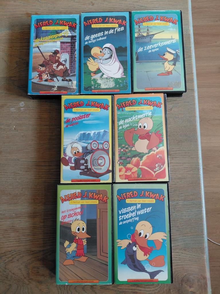 7 Alfred J. Kwak videobanden van KIDSTUFF., Cd's en Dvd's, Gebruikt, Tekenfilm, Alle leeftijden, Kinderprogramma's en -films