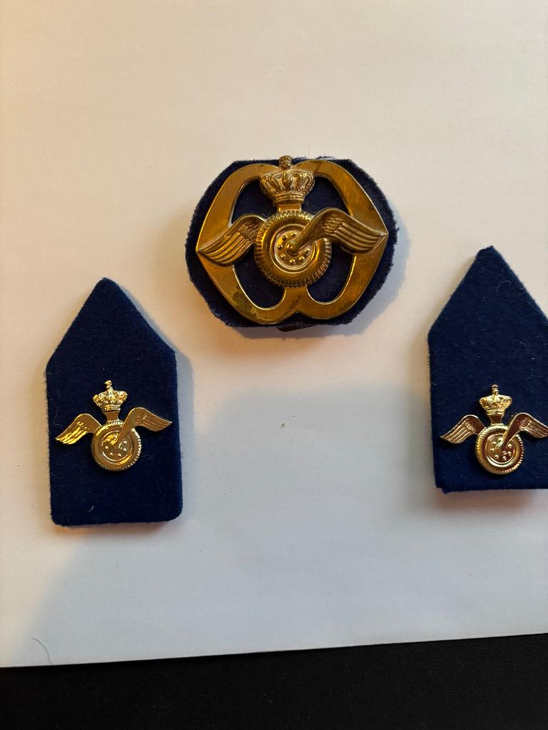 Baret en kraag emblemen AAT, Verzamelen, Verzenden, Landmacht, Nederland, Kleding of Schoenen