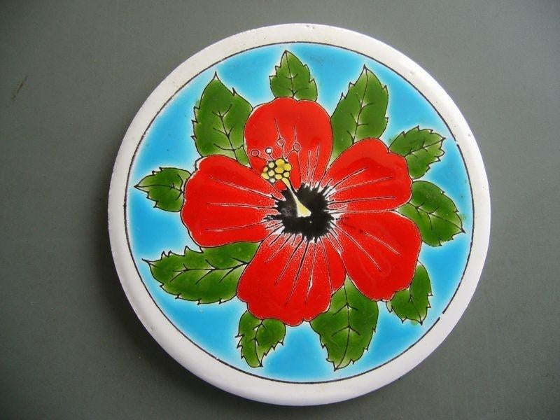 onderzetter handgeschilderd oud, Ophalen of Verzenden, Glas of Kopje