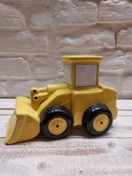Gele spaarpot in de vorm van een graafmachine, Verzenden, Nieuw, Steen, Aardewerk of Keramiek, Vervoermiddel