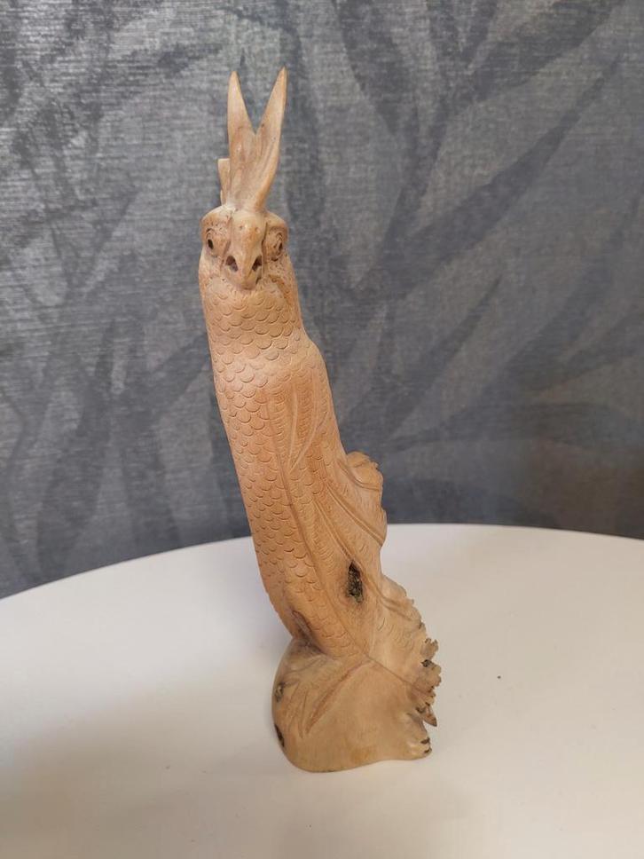Houten beeld van een kaketoe, Antiek en Kunst, Kunst | Beelden en Houtsnijwerken, Ophalen of Verzenden