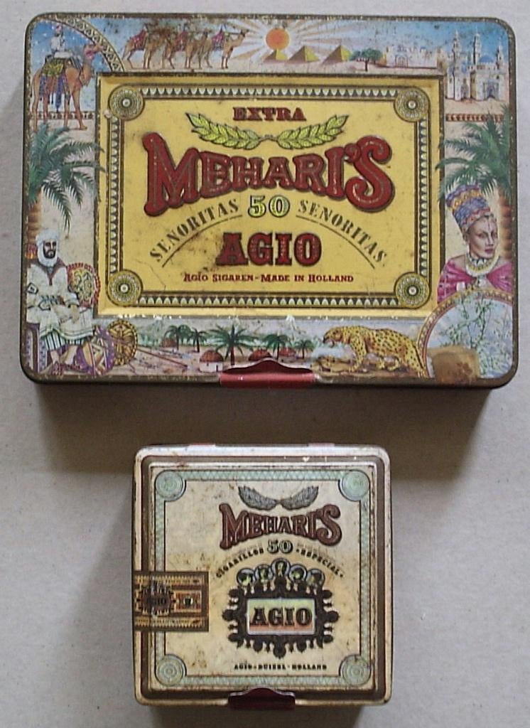 2x sigarenblik Extra Meharis 50 senoritas. Samen € 10,00, Verzenden, Gebruikt, Tabaksdoos of Verpakking