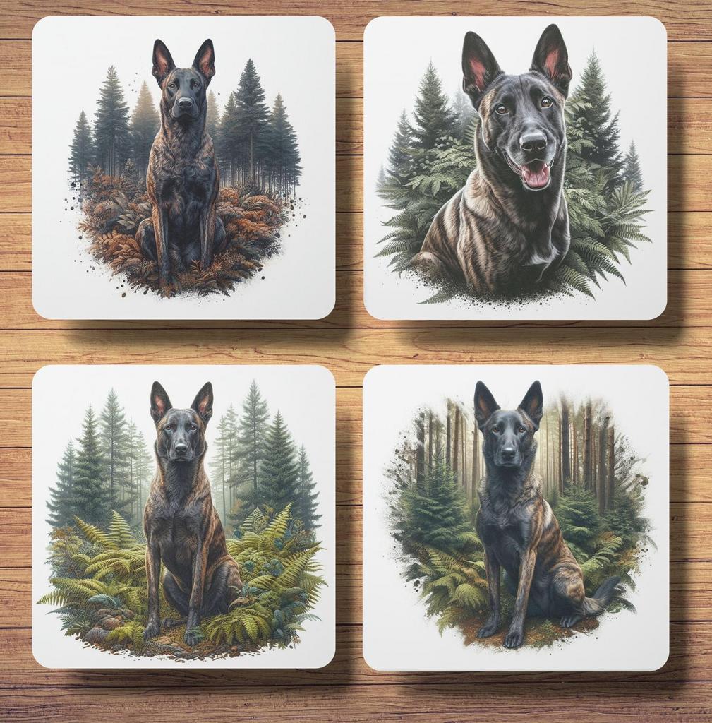 Hollandse Herder Bos onderzetters met houder, Ophalen of Verzenden, Nieuw, Glas of Kopje