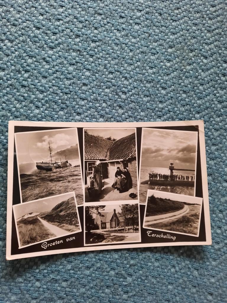 Oude ansichtkaart Groeten van Terschelling, Ophalen of Verzenden, 1940 tot 1960, Gelopen, Waddeneilanden