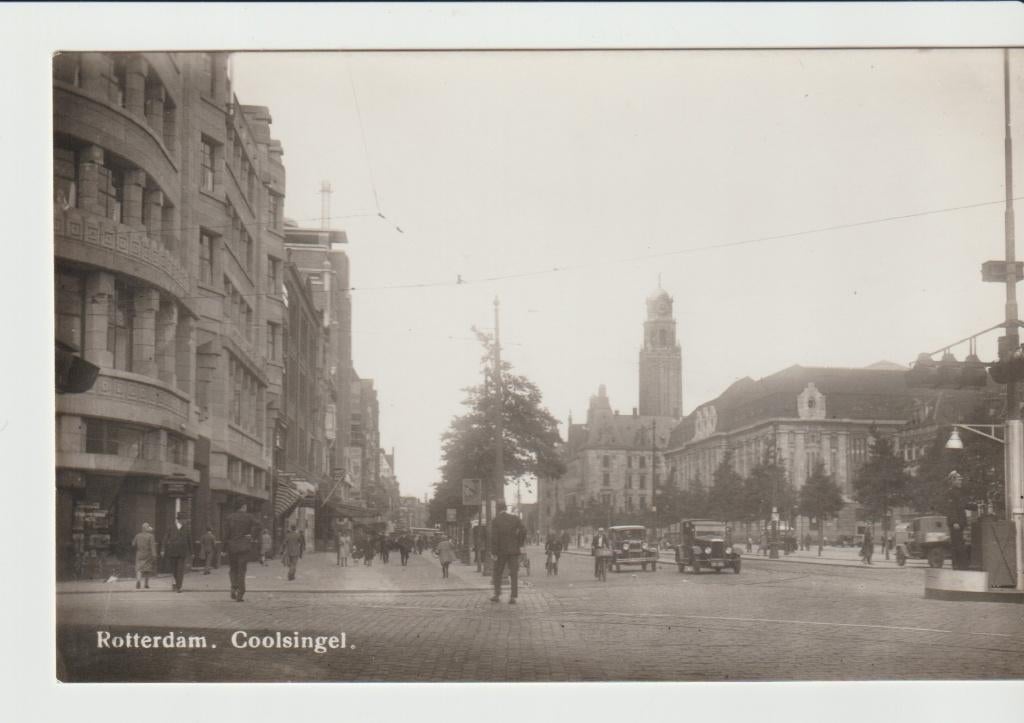 Rotterdam Coolsingel met Stadhuis, Ophalen of Verzenden, 1920 tot 1940, Ongelopen, Zuid-Holland