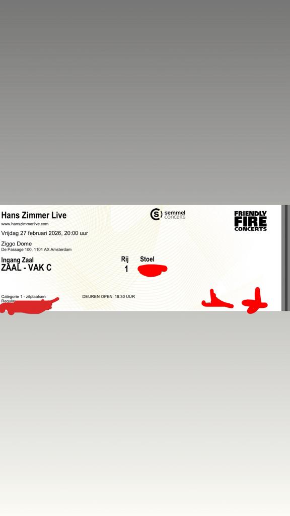 Hans Zimmer - 27 Feb RIJ 1! 2x, Twee personen