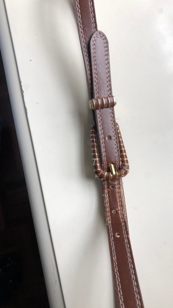 Nieuwe bruine riem met goudkleurige accenten, Kleding | Dames, Riemen en Ceinturen, Ophalen of Verzenden, Nieuw, Bruin, 100 cm of meer