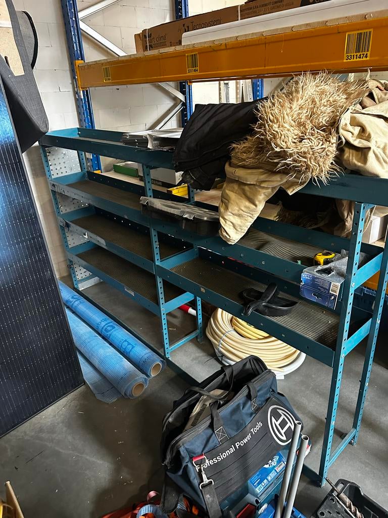 Stevige metalen stellingkast voor opslag voor in de werk bus, Ophalen, Gebruikt, 170 cm of meer