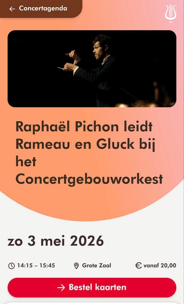 Kaarten 2e rang concert Pichon, Eén persoon, Mei