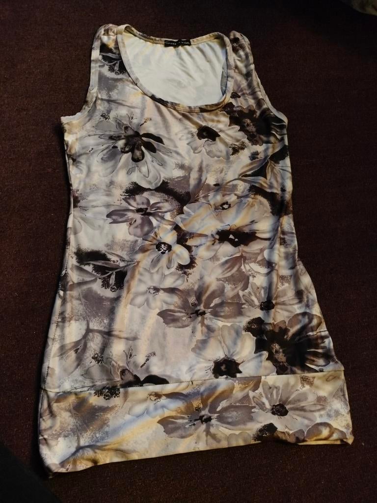 Mouwloze top met bloemenprint, Ophalen of Verzenden, Gedragen, Grijs, Zonder mouw